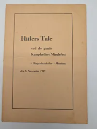 Hitlers Tale ved de gamle Kampfællers Mindefest, 8. november 1939