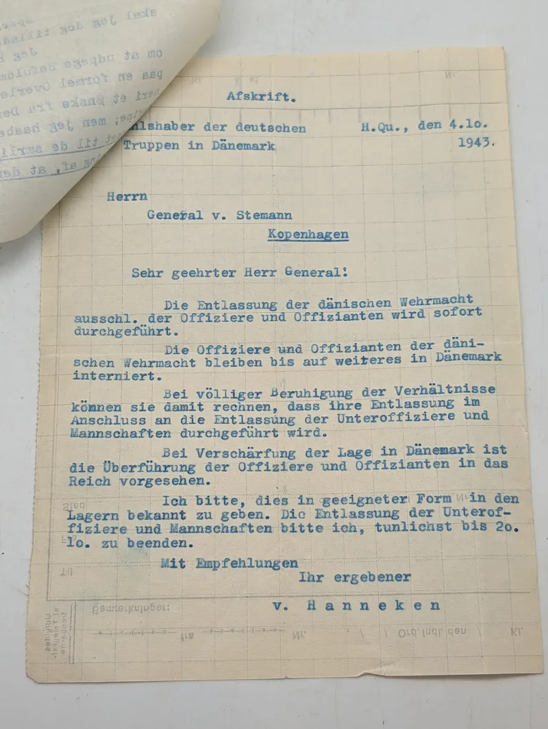 Tyske og danske militærdokumenter fra besættelsestiden, oktober 1943