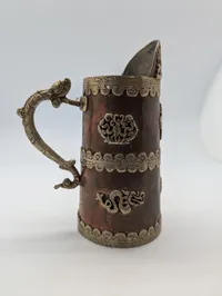 Tibetan Copper and Silvered Metal Butter Tea Pitcher with Dragon Handle