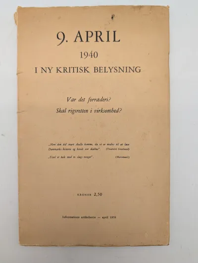 9. April 1940 i ny kritisk belysning, Informations artikelserie 1958