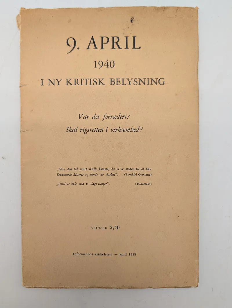 9. April 1940 i ny kritisk belysning, Informations artikelserie 1958