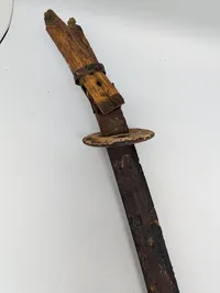 Antik japansk Wakizashi med tsuba og trægreb, Jordfund fra Okinawa 