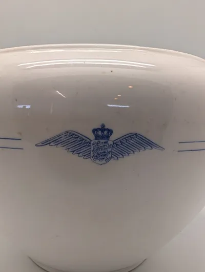 Danish Air Force Porcelain Serving Bowl with Royal Crest