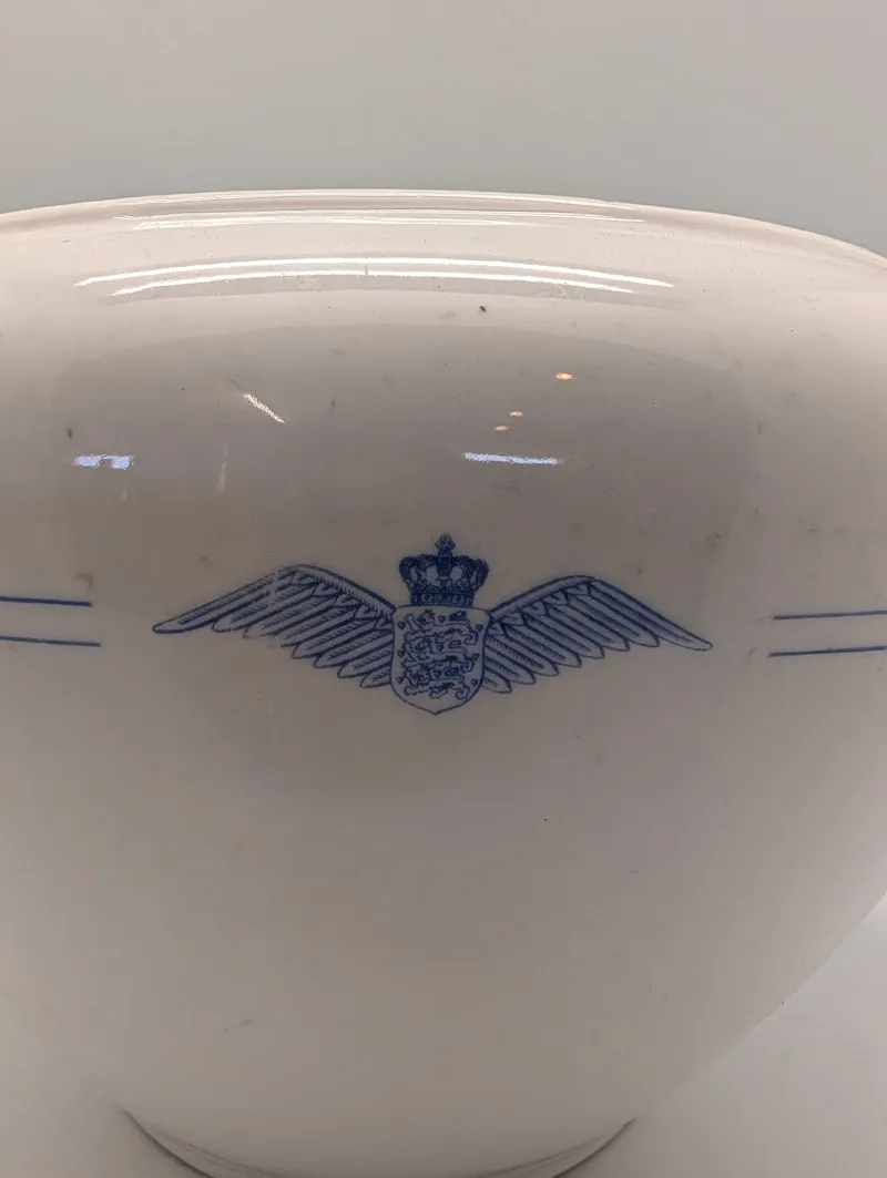 Danish Air Force Porcelain Serving Bowl with Royal Crest