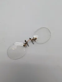 Antique Gold-Filled Rimless Pince-Nez Spectacles with Original Case