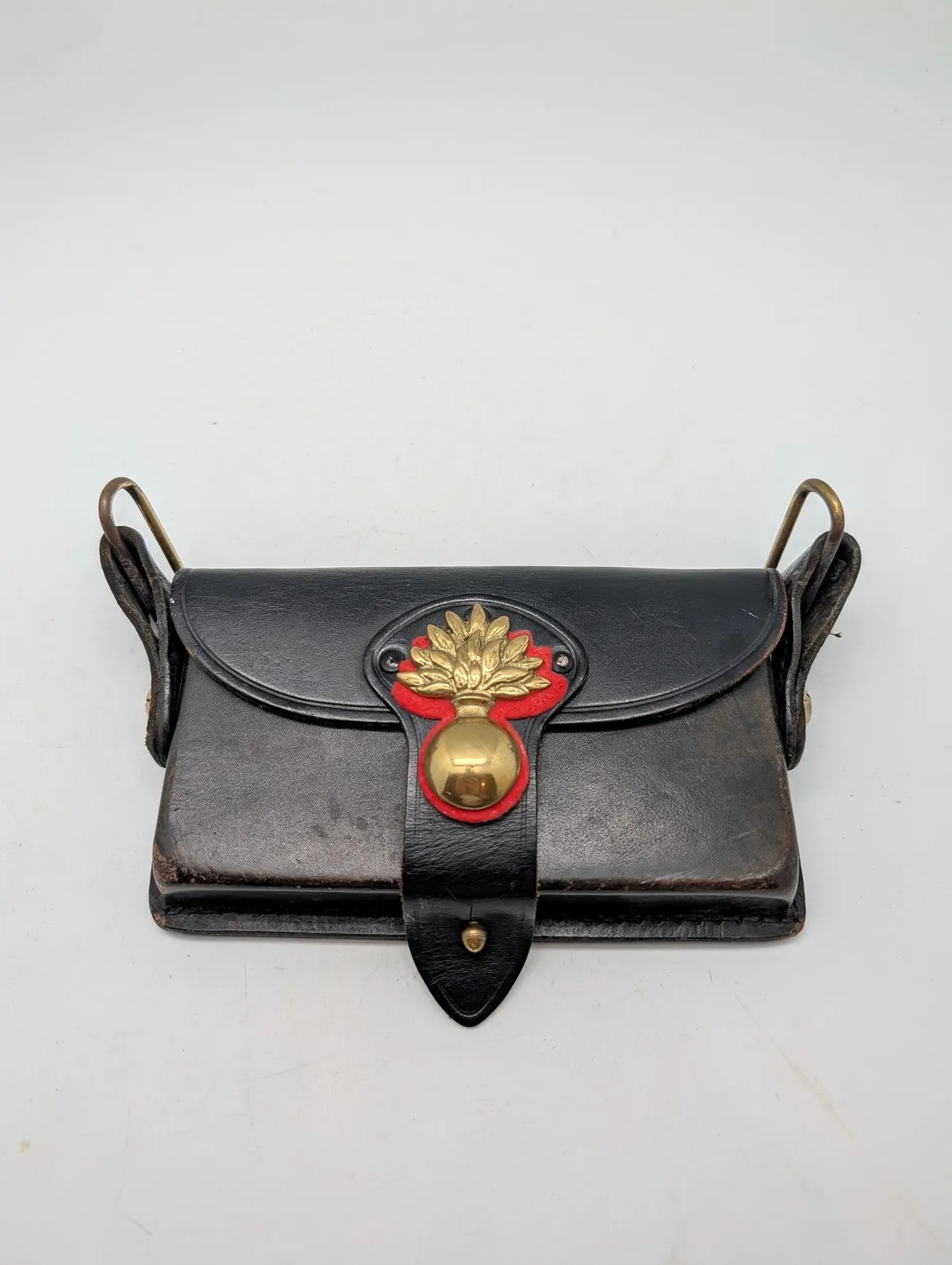 British Royal Artillery Leather Pouch with Brass Grenade Insignia