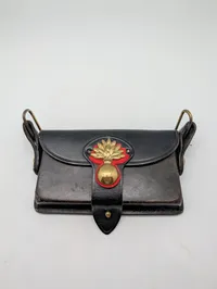 British Royal Artillery Leather Pouch with Brass Grenade Insignia