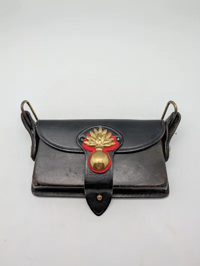 British Royal Artillery Leather Pouch with Brass Grenade Insignia