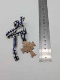 WWII German Mother's Cross in Bronze with Original Ribbon