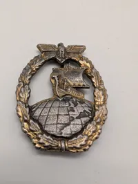 German WWII Auxiliary Cruiser War Badge POSTWAR 