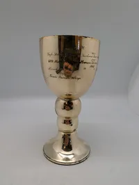 Tysk sølvplet pokal med graveringer, Pokalschießen 1936-1944 fra Dansk sønderjyske krigsdeltager fra Regiment 86 