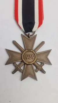 WWII German War Merit Cross 2nd Class with Swords — Bronze, Original Ribbon