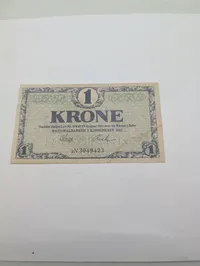 Danmark 1 Krone 1921 Pengeseddel fra Nationalbanken i Kjøbenhavn
