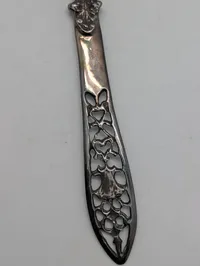 Vintage Silver-Tone Fleur-de-Lis Letter Opener with Pierced Filigree Blade