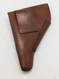Vintage Brun Læderpistolhylster til Walther PPK med Magasinlomme