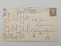 Vintage Danish Christmas Postcard by H. Larsen, Nisse with Cigar and Goose