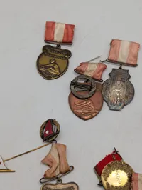 Samling af danske roning medaljer og emblemer fra Sønderjysk Kaproning