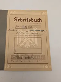 Tysk Arbejdsbog (Arbeitsbuch) fra Det Tredje Rige, ca. 1930-1940