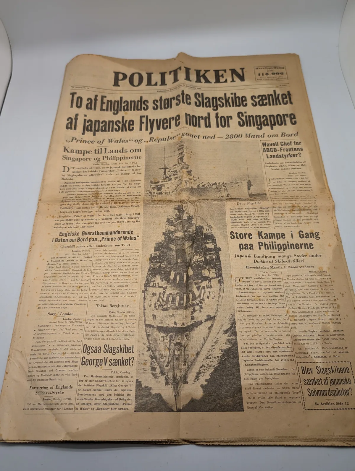 Politiken Avisforside fra 11. december 1941