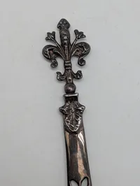Vintage Silver-Tone Fleur-de-Lis Letter Opener with Pierced Filigree Blade