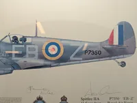 Dugald Cameron, Spitfire IIA P7350 'EB-Z' signeret litografi