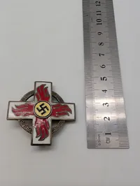 WWII German Fire Brigade Cross 2nd Class with Enamel Swastika POSTWAR 