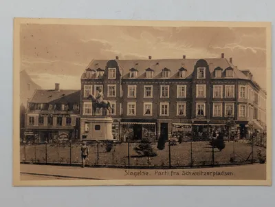 Vintage Slagelse Postcard: Parti fra Schweitzerpladsen