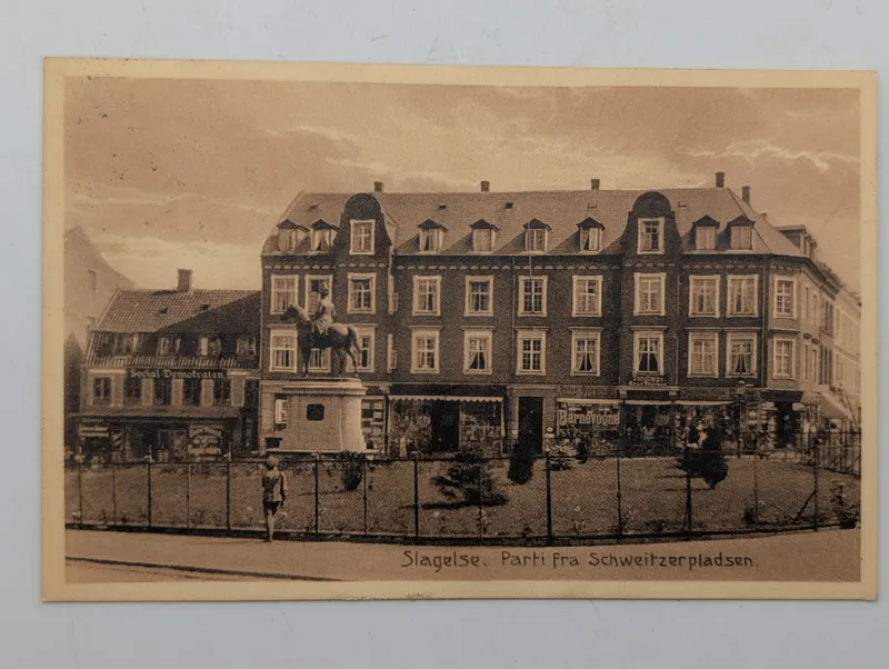 Vintage Slagelse Postcard: Parti fra Schweitzerpladsen