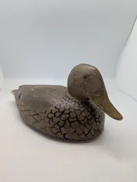 Vintage Hand-Carved and Painted Wooden Hen Mallard Duck Decoy