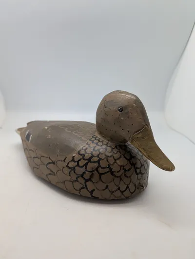 Vintage Hand-Carved and Painted Wooden Hen Mallard Duck Decoy