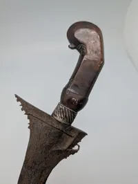 Antique Indonesian Keris Dagger with Carved Hardwood Hilt