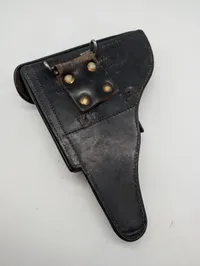 Tysk P08 Luger læderhylster, sort militær model brugt