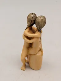 Antik JAPANESE HAND CARVED EROTIC NETSUKE FIGURES EDO / MEIJI PERIODE