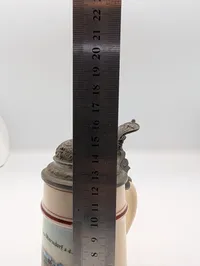Vintage German Beer Stein with Pewter Lid, Gruss aus Oberndorf a.d.S.