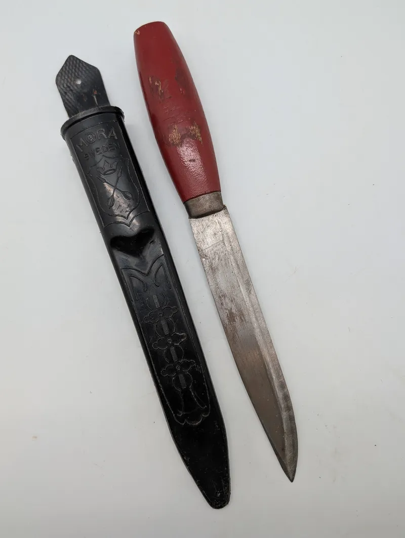 Vintage Morakniv Classic Swedish Fixed Blade Knife with Black Plastic Sheath