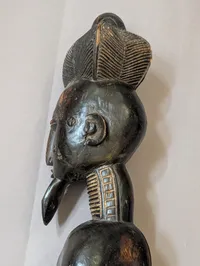 Hand-Carved African Baule Male Ancestor Figure in Dark Hardwood