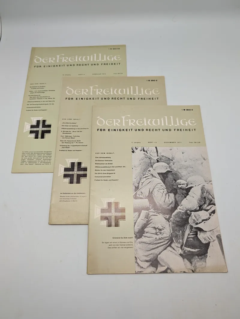 Tre udgaver af tidsskriftet Der Freiwillige (1971-1972)