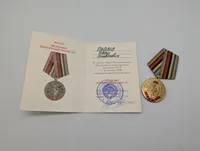 Russian Veteran-Internationalist Jubilee Medal with Award Document