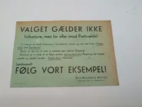 Den Nationale Aktion politisk løbeseddel, Valget gælder ikke 1943 valget WW2 
