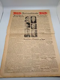 Nationaltidende Avis, 10. april 1940, Forside om Besættelsen