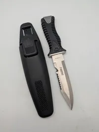 Lalizas Stainless Steel Diving Knife with Serrated Edge and Sheath