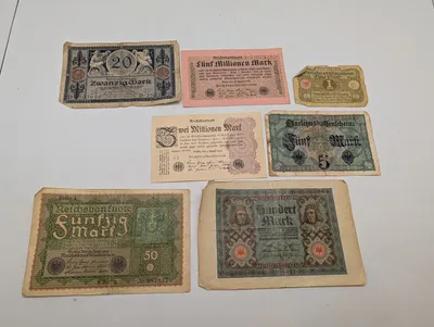 Samling af tyske pengesedler fra Weimarrepublikken, 1910-1923