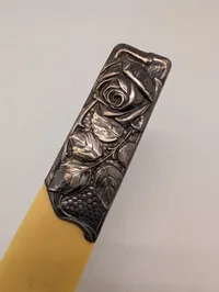 Antique Sterling Silver Repoussé Rose Handle Bone Letter Opener