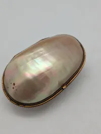 Antik fransk Palais Royal sy-etui i perlemor med forgyldte redskaber