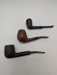 Sæt med tre vintage piber herunder Stanwell briar piber