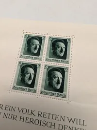 Tysk souvenirark med fire Adolf Hitler frimærker, Deutsches Reich