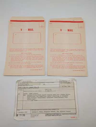 WWII V-Mail Envelopes and DD Form 215 Correction Document