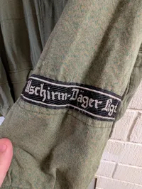 Tysk faldskærmsjæger Knochensack med Fallschirm-Jäger Rgt. ærmebånd repro størrelse ca. XXL 