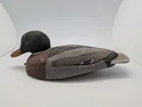Antique Hand-Carved Wooden Mallard Drake Duck Decoy