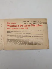 WW2  Walther Polizei-Pistolen Modeller PP og PPK Instruktionsmanual
